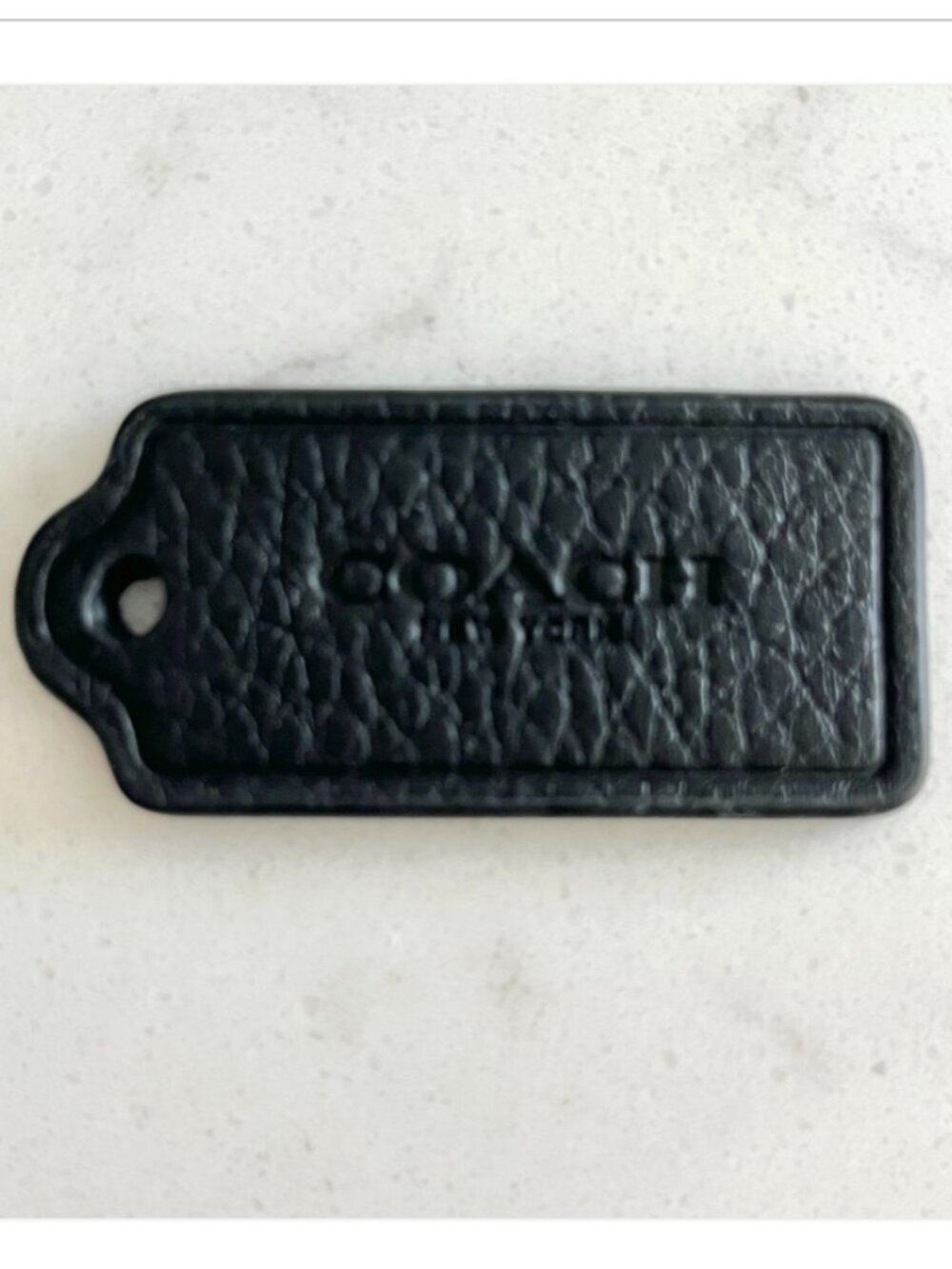 Coach New York Black Pebbled Leather Hang Tag Key Chain Bag Charm Accessory